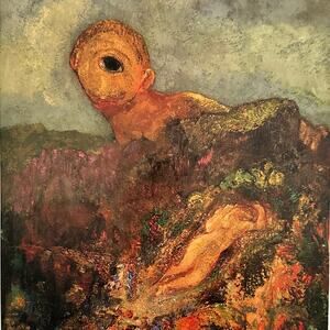 Odilon Redon, Cyclops, Myth, Fantastic, Painting, Art Print, ~ 250802-WH 350 H